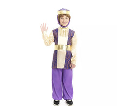 Costume da Re Baltasar del Paggio Viola con cappello per bambino