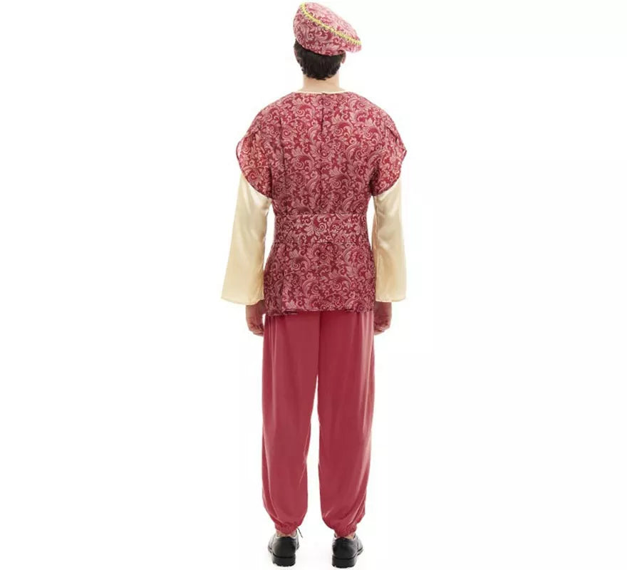 Translation missing: it.Disfraz de Paje Rey Gaspar rojo con gorro para hombre