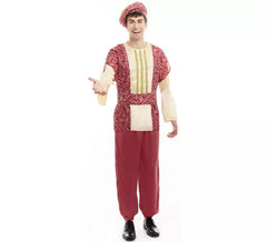 Costume da Re Gaspar del Paggio Rosso con cappello per uomo