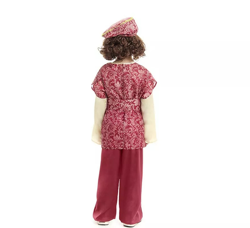 Translation missing: it.Disfraz de Paje Rey Gaspar rojo con gorro para niño