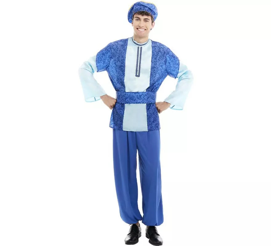 Translation missing: it.Disfraz de Paje Rey Melchor azul con gorro para hombre