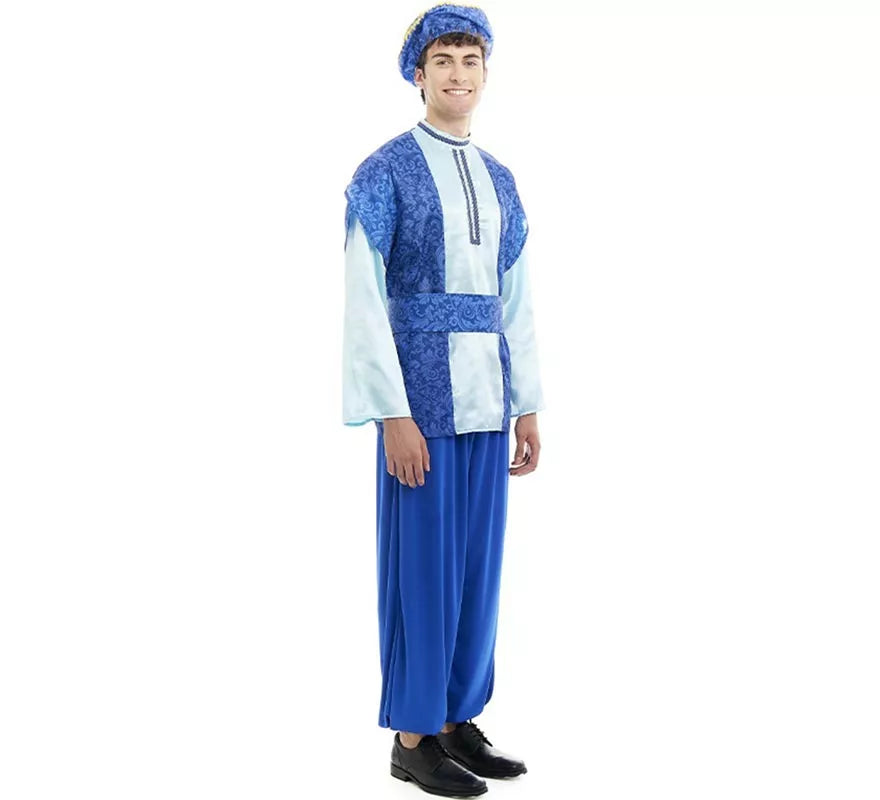 Translation missing: it.Disfraz de Paje Rey Melchor azul con gorro para hombre