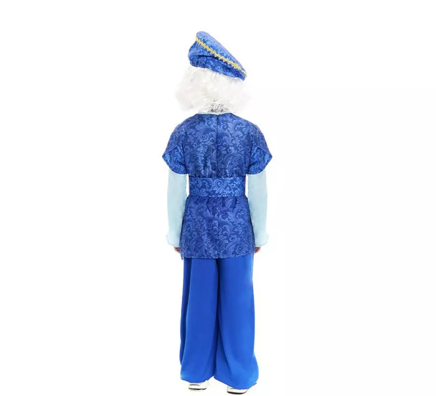Translation missing: it.Disfraz de Paje Rey Melchor azul con gorro para niño