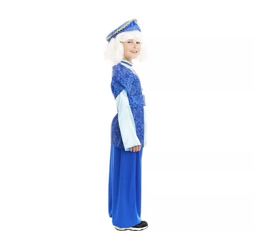 Translation missing: it.Disfraz de Paje Rey Melchor azul con gorro para niño