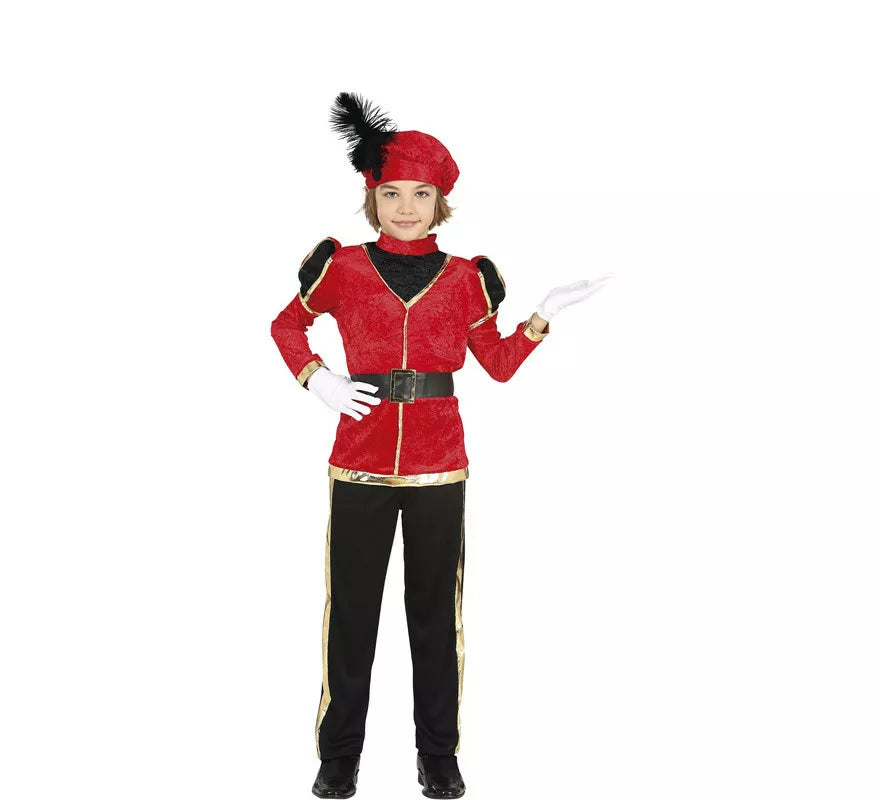 Translation missing: es.Disfraz de Paje Rojo Elegante para niño