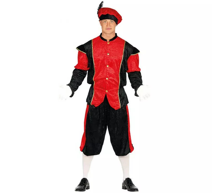 Translation missing: es.Disfraz de Paje Rojo y Negro para hombre