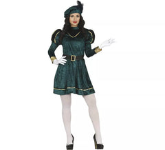 Elegante costume da pagina verde per donna