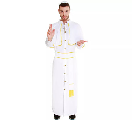 Disfraz de Papa Blanco y Dorado para hombre