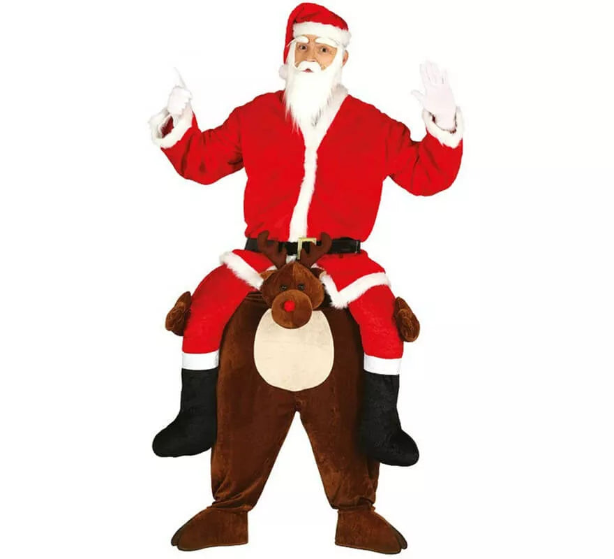 Translation missing: it.Disfraz de Papá Noel a hombros de Reno para adultos
