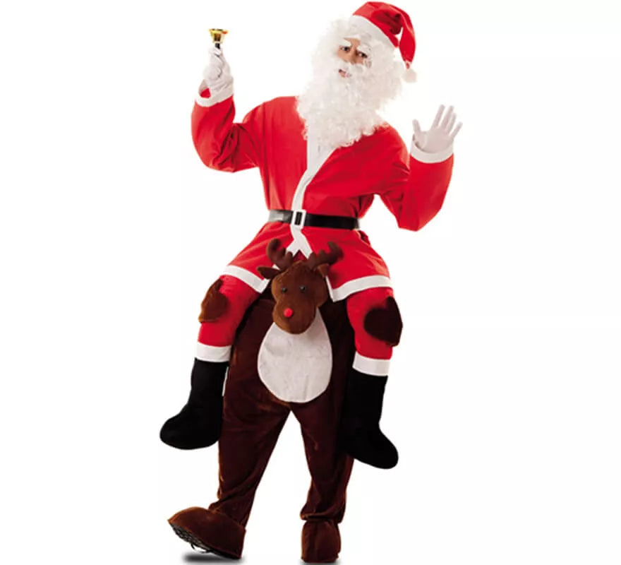 Translation missing: it.Disfraz de Papá Noel a hombros de Reno para adultos