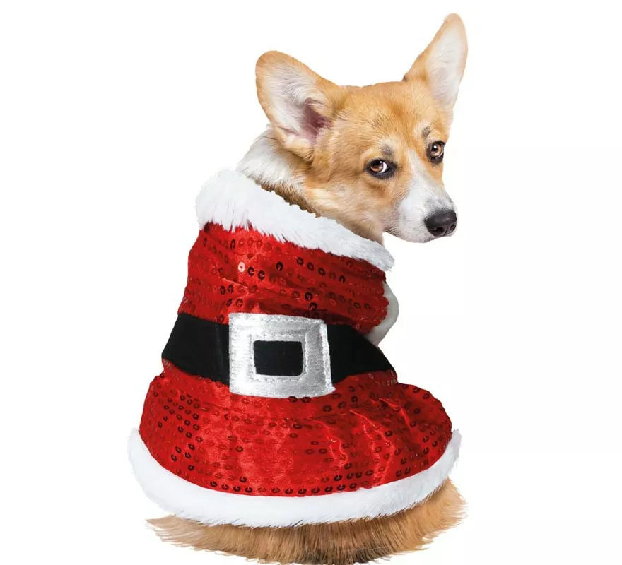 Translation missing: it.Disfraz de Papá Noel con lentejuelas para perro