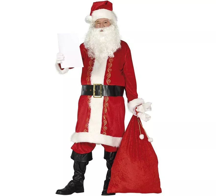 Translation missing: it.Disfraz de Papá Noel rojo tradicional con gorro para hombre