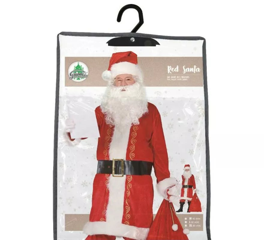 Translation missing: it.Disfraz de Papá Noel rojo tradicional con gorro para hombre