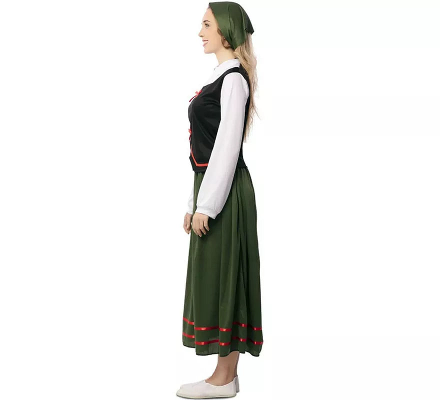 Translation missing: it.Disfraz de Pastora verde con pañuelo para mujer