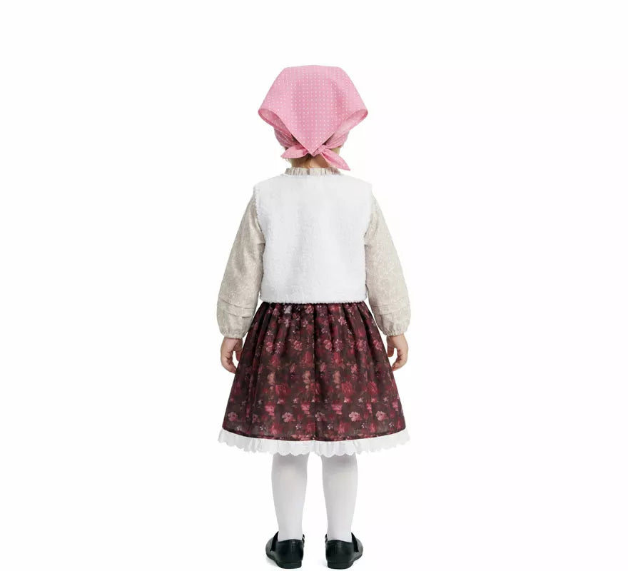 Disfraz de Pastorcita con Pañuelo rosa para niña