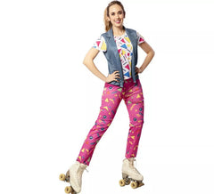 Costume da pattinatrice anni '90 con gilet per donna