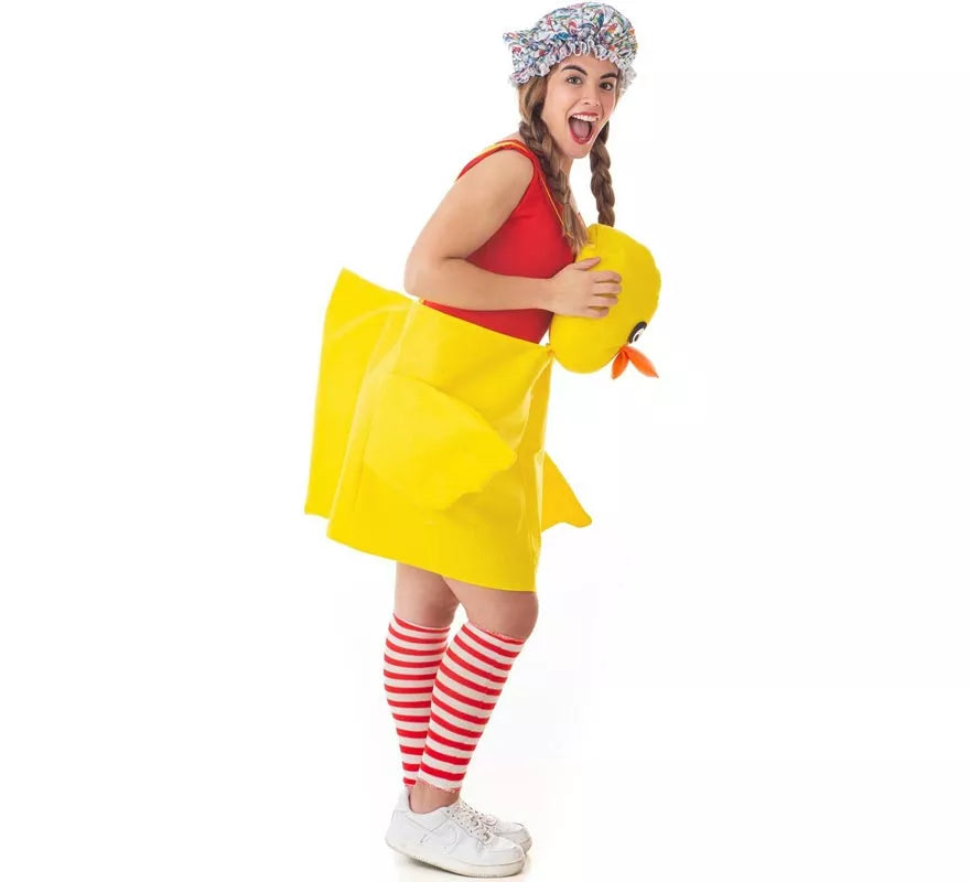Translation missing: it.Disfraz de Patito amarillo con tirantes para adulto