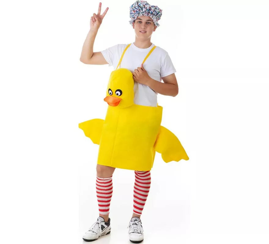 Translation missing: it.Disfraz de Patito amarillo con tirantes para adulto