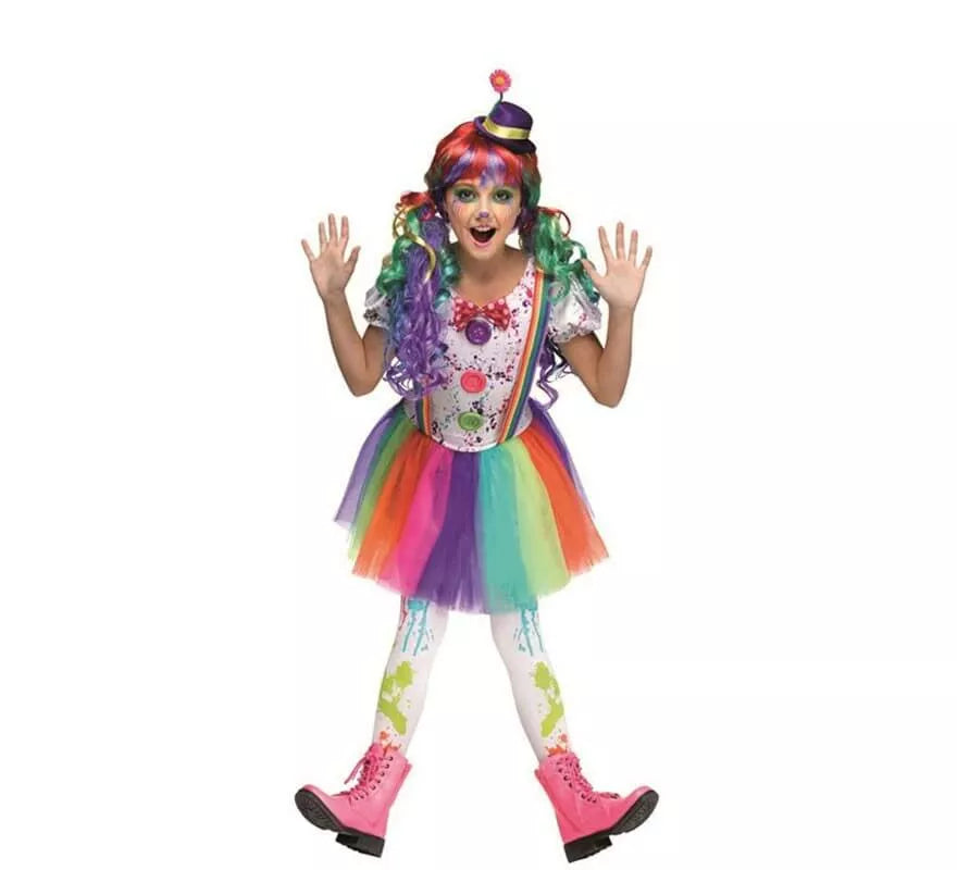 Translation missing: es.Disfraz de Payasa Arco Iris para niña