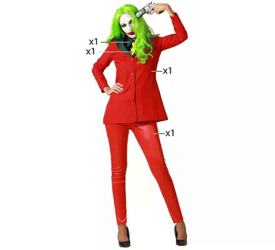 Disfraz de Payasa Conflictiva Rojo para mujer