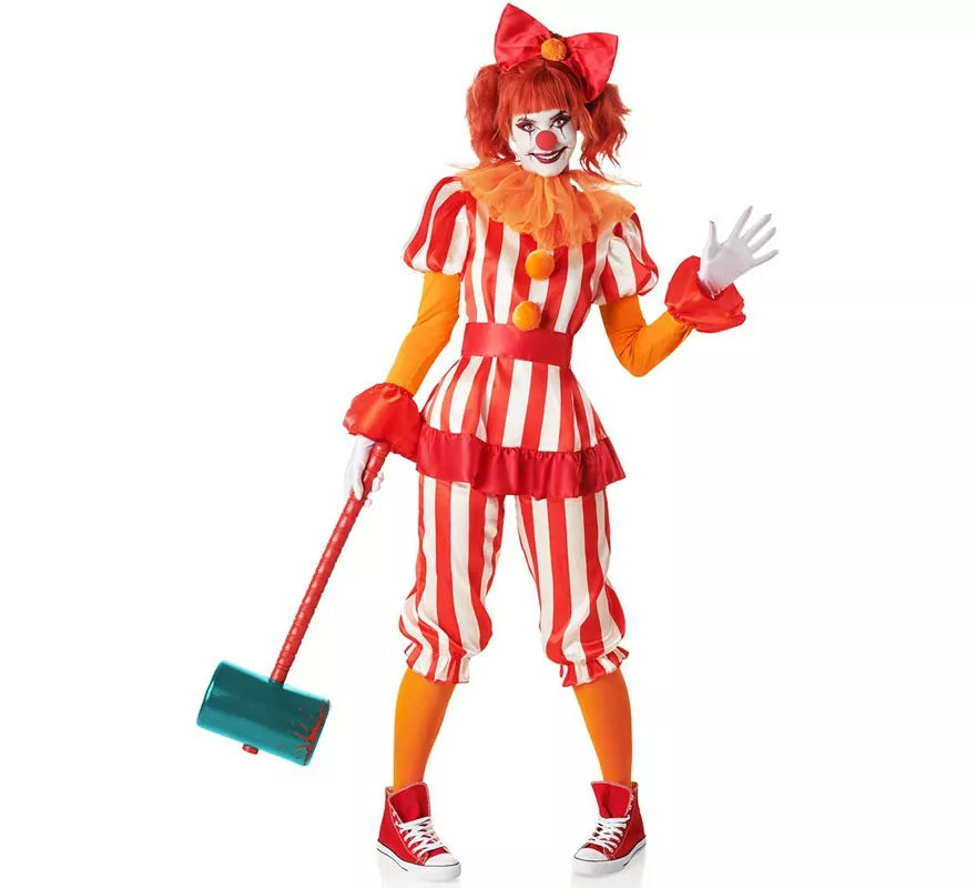 Translation missing: it.Disfraz de Payasa de Circo rojo y blanco para mujer
