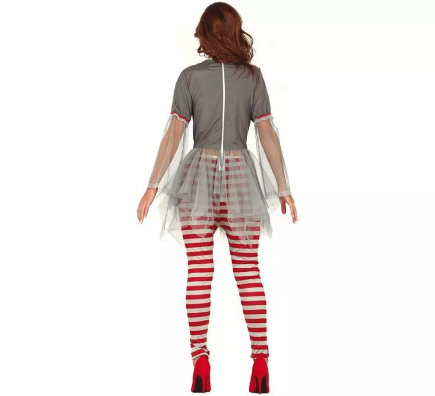 Translation missing: it.Disfraz de Payasa del Miedo Gris para mujer