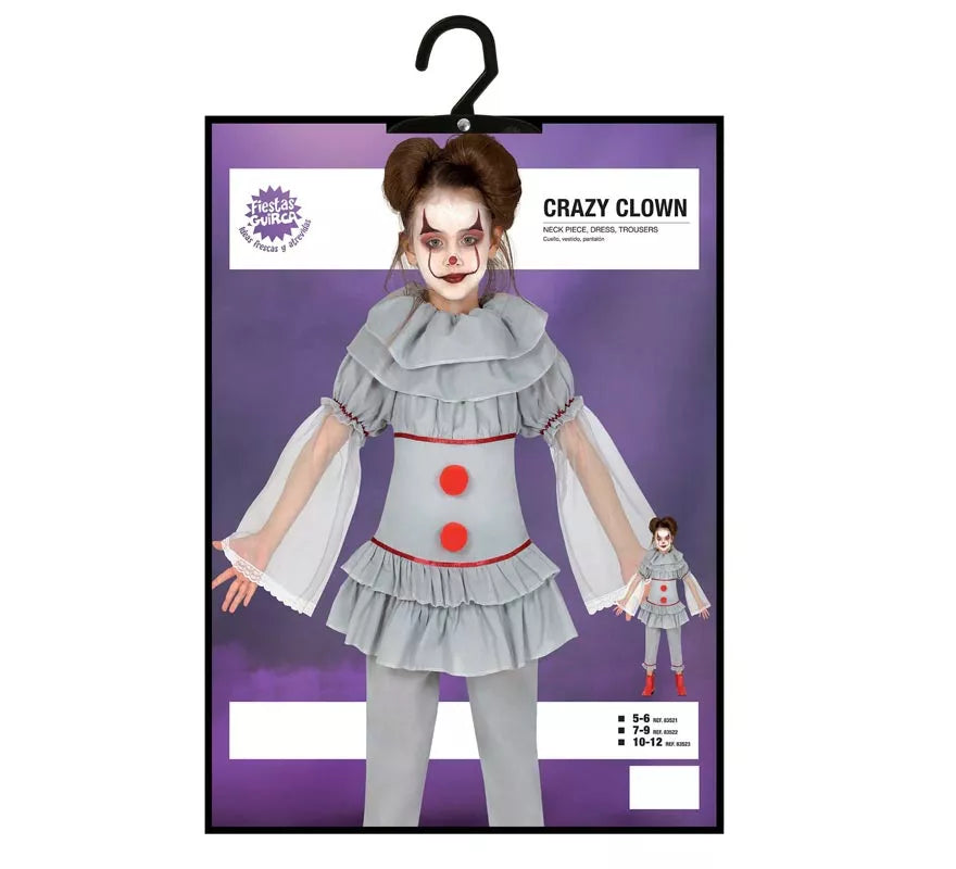 Translation missing: es.Disfraz de Payasa del Miedo Gris para niña