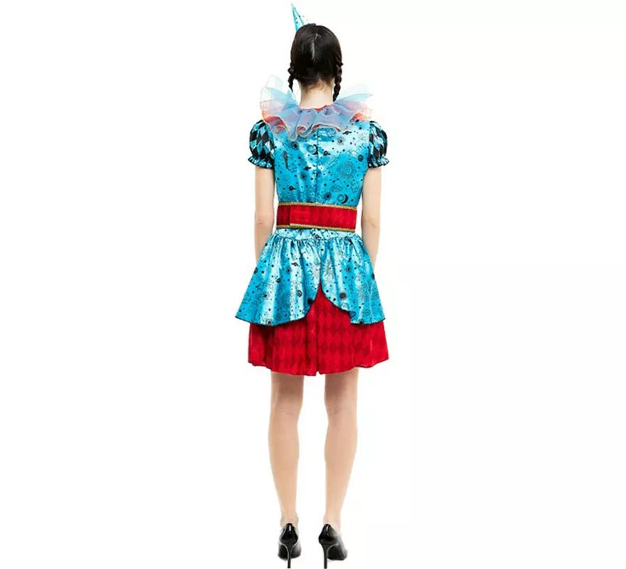 Translation missing: it.Disfraz de Payasa Maniaca azul y rojo para mujer