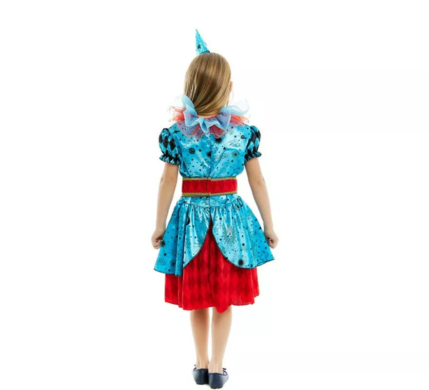 Translation missing: es.Disfraz de Payasa Maniaca azul y rojo para niña y adolescente