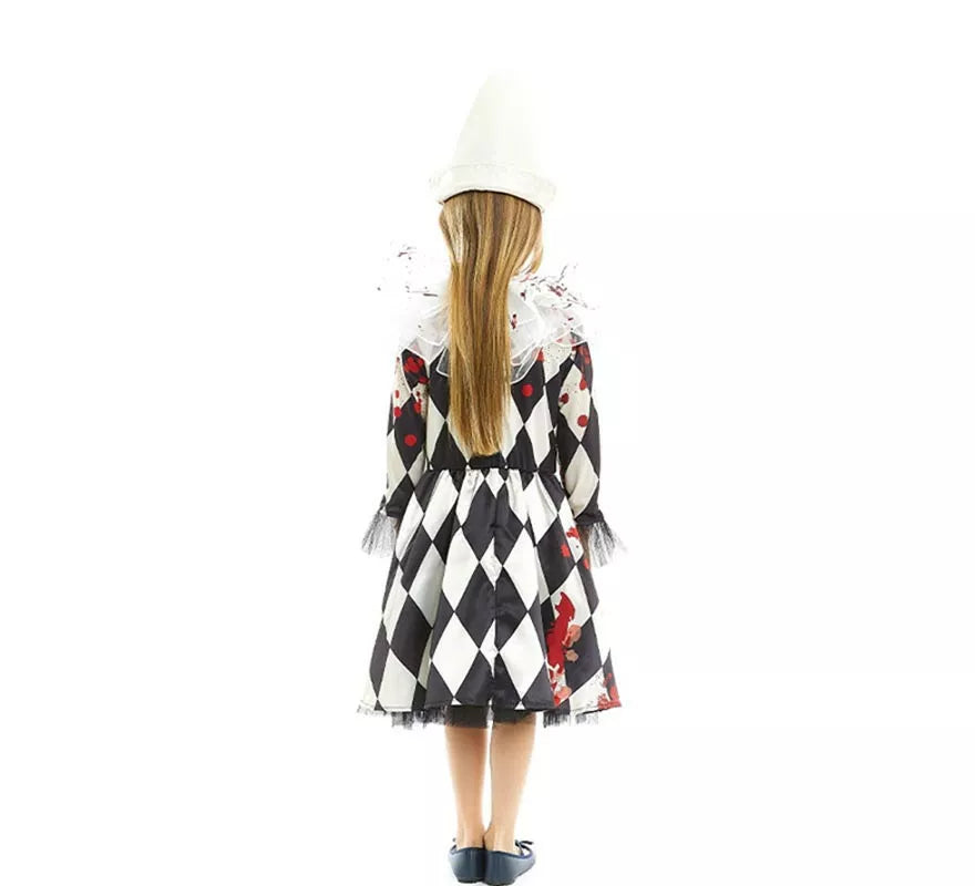 Translation missing: it.Disfraz de Payasa Pierrot Asesina con gorro para niña y adolescente