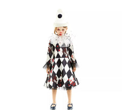 Costume da Clown Killer Pierrot con cappello per bambina e adolescente