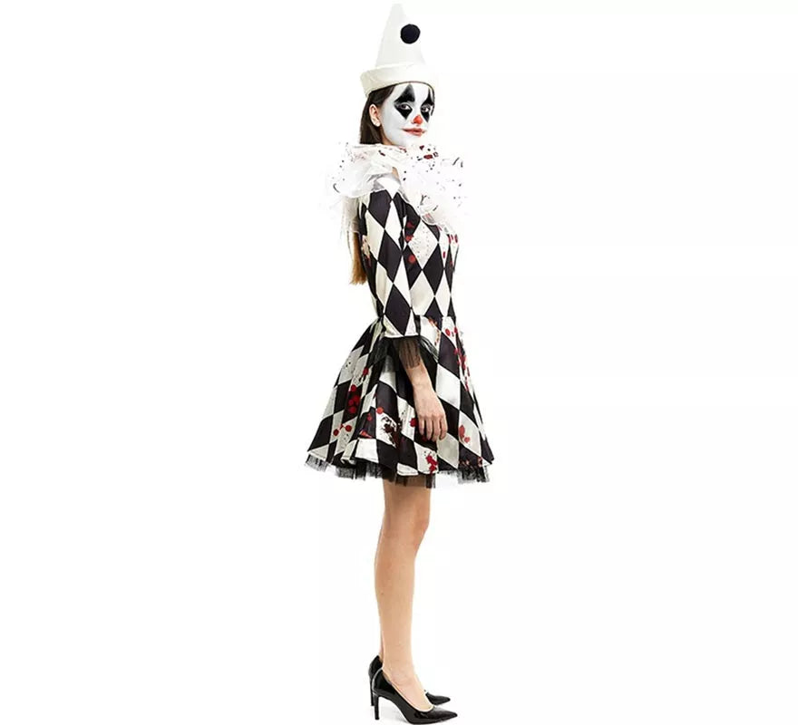 Translation missing: it.Disfraz de Payasa Pierrot asesino con gorro para mujer