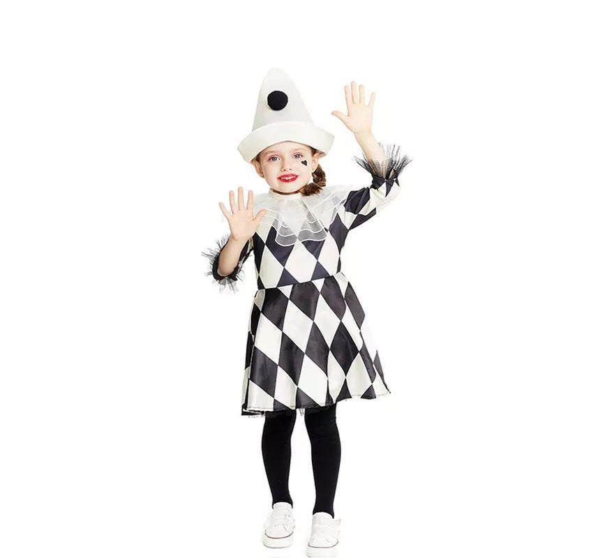 Translation missing: it.Disfraz de Payasa Pierrot rombos con sombrero para bebé y niña