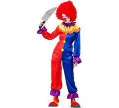 Costume di clown rosso e blu per donna