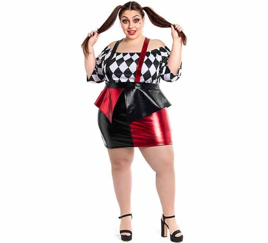 Translation missing: es.Disfraz de Payasa Rombos negro y rojo para mujer