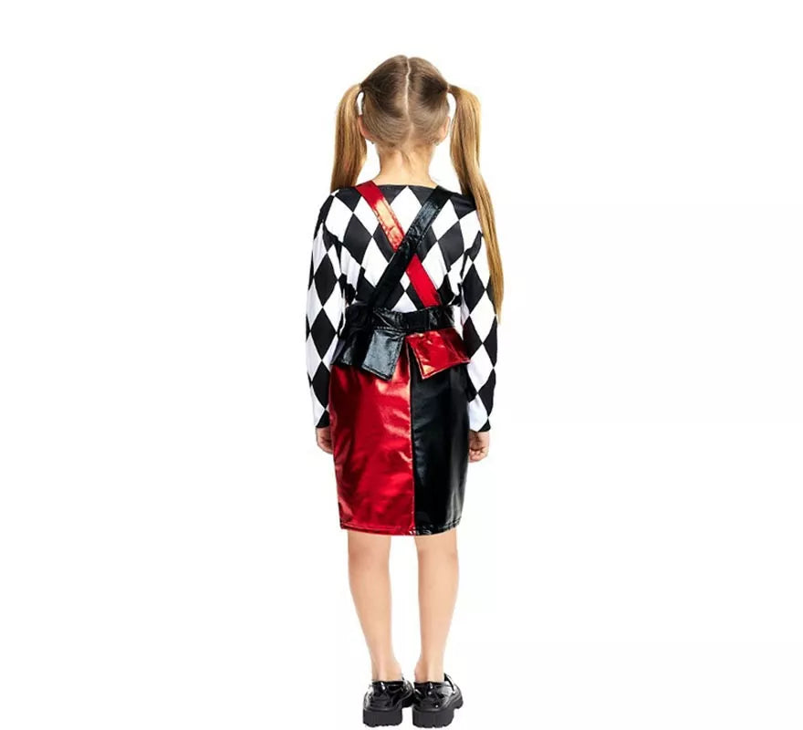 Translation missing: it.Disfraz de Payasa Rombos negro y rojo para niña y adolescente