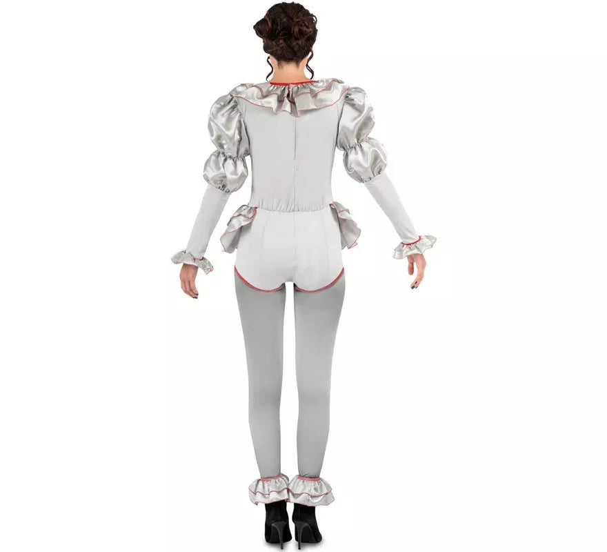 Translation missing: es.Disfraz de Payasa Siniestra gris y rojo para mujer