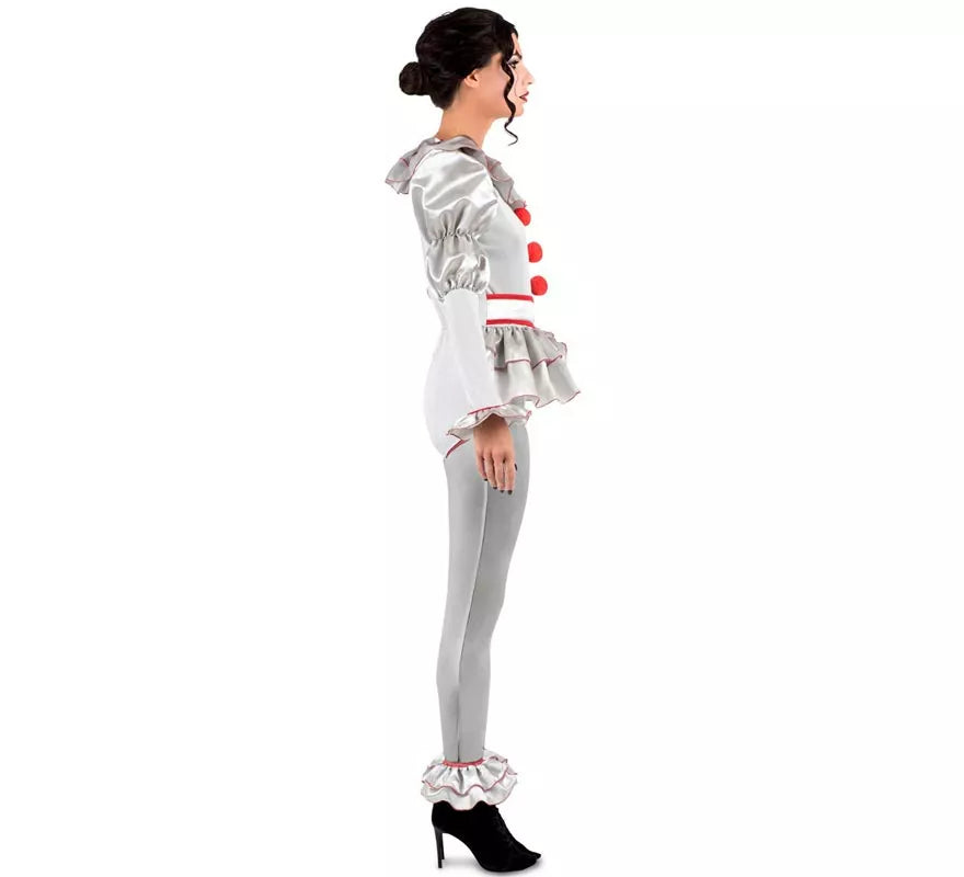 Translation missing: it.Disfraz de Payasa Siniestra gris y rojo para mujer