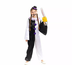 Costume da clown spaventoso con cappello per bambine