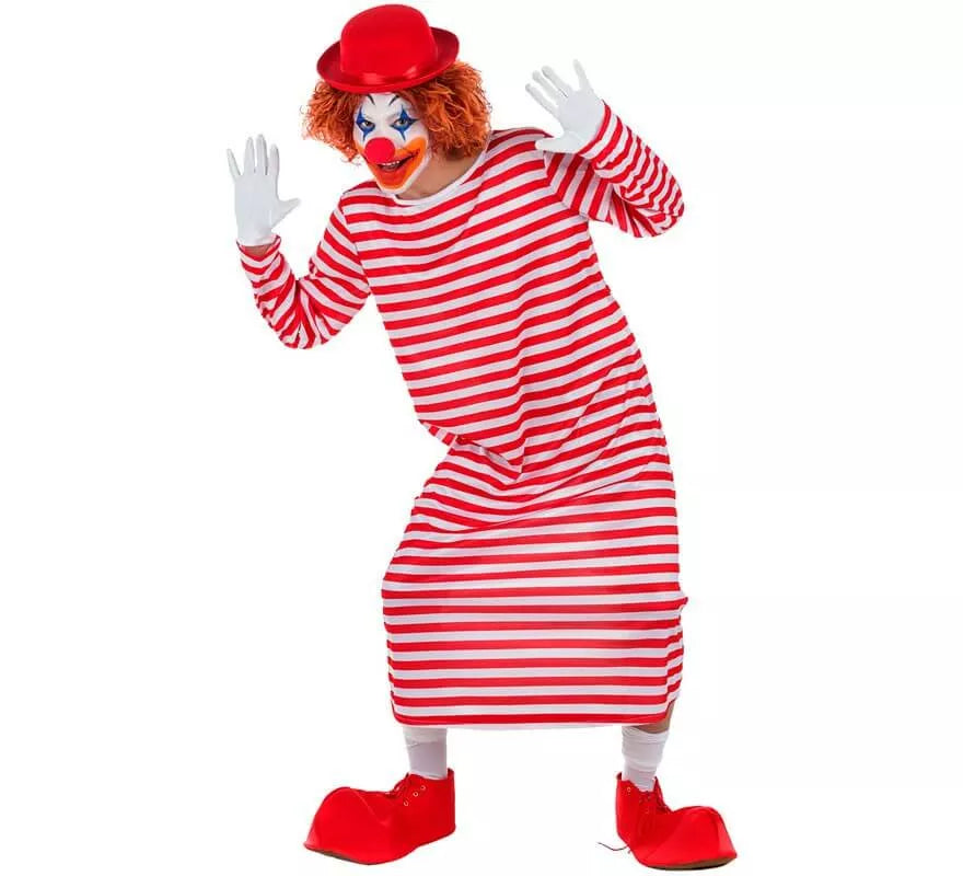 Translation missing: it.Disfraz de Payaso a Rayas con Bombín para hombre
