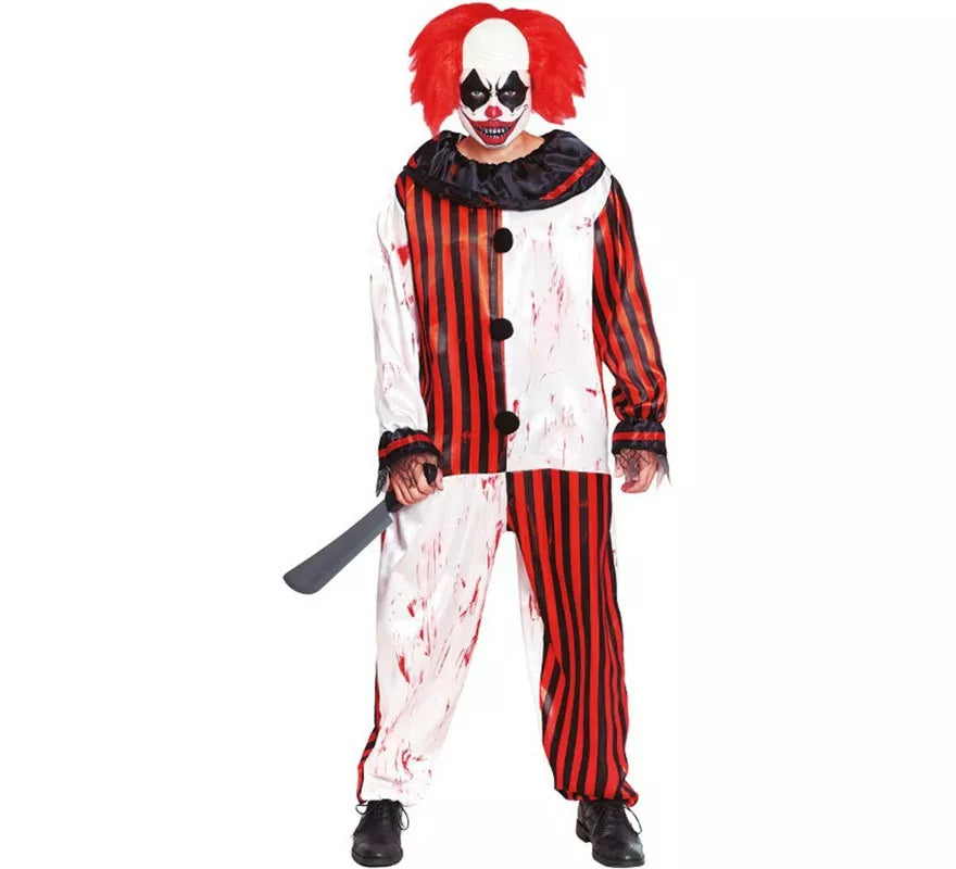 Translation missing: it.Disfraz de Payaso a Rayas con Sangre para hombre