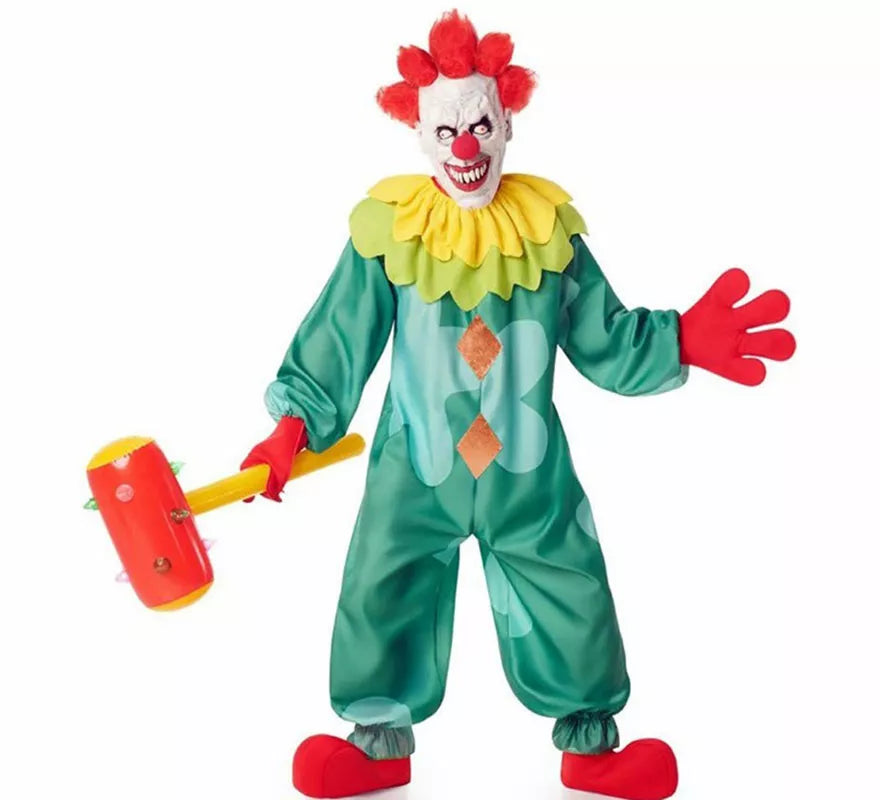 Translation missing: it.Disfraz de Payaso Asesino Aterrador verde para hombre