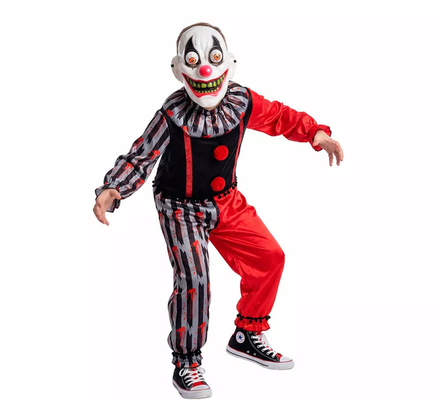 Translation missing: it.Disfraz de Payaso Asesino Loco con Máscara para niño