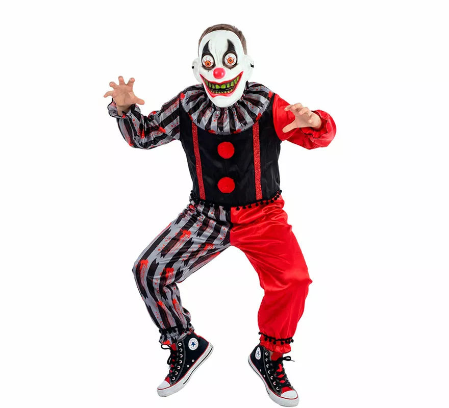 Translation missing: it.Disfraz de Payaso Asesino Loco con Máscara para niño