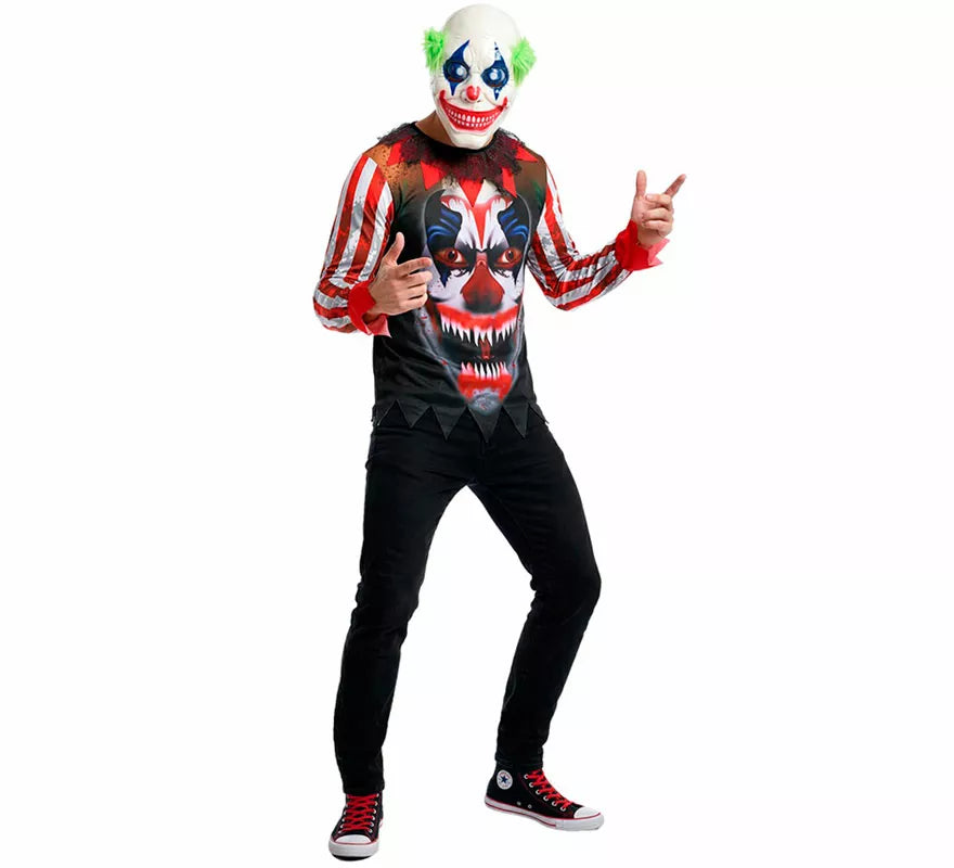 Translation missing: it.Disfraz de Payaso Asesino Sonriente con Máscara para hombre