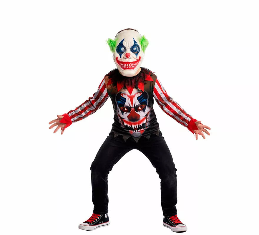 Translation missing: it.Disfraz de Payaso Asesino Sonriente con Máscara para niño