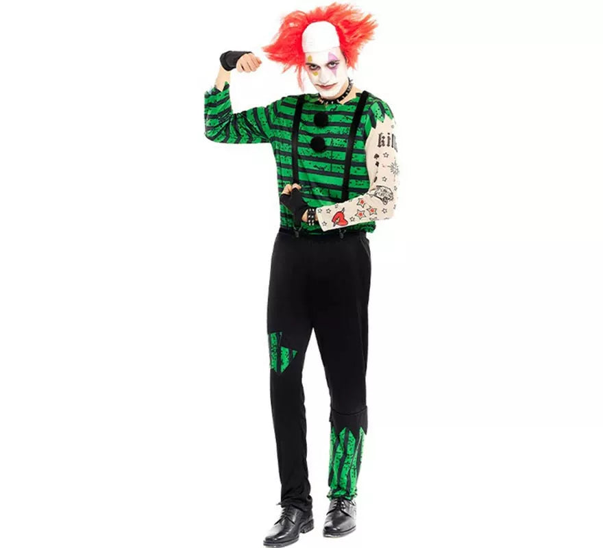 Translation missing: it.Disfraz de Payaso Asesino verde y negro para hombre
