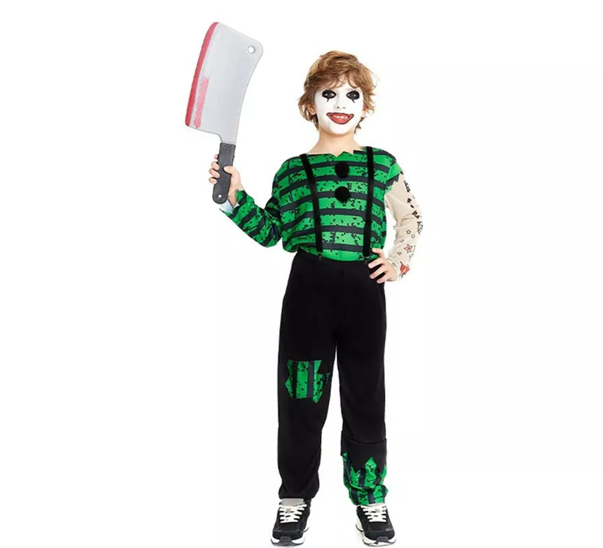 Translation missing: it.Disfraz de Payaso Asesino verde y negro para niño