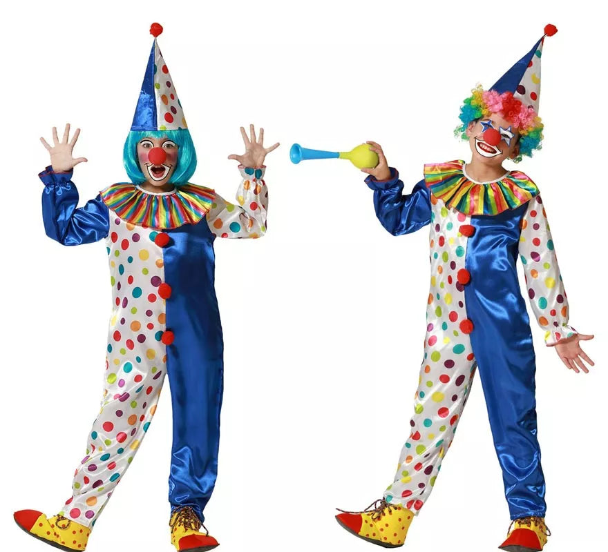 Translation missing: es.Disfraz de Payaso azul con lunares coloridos para niños