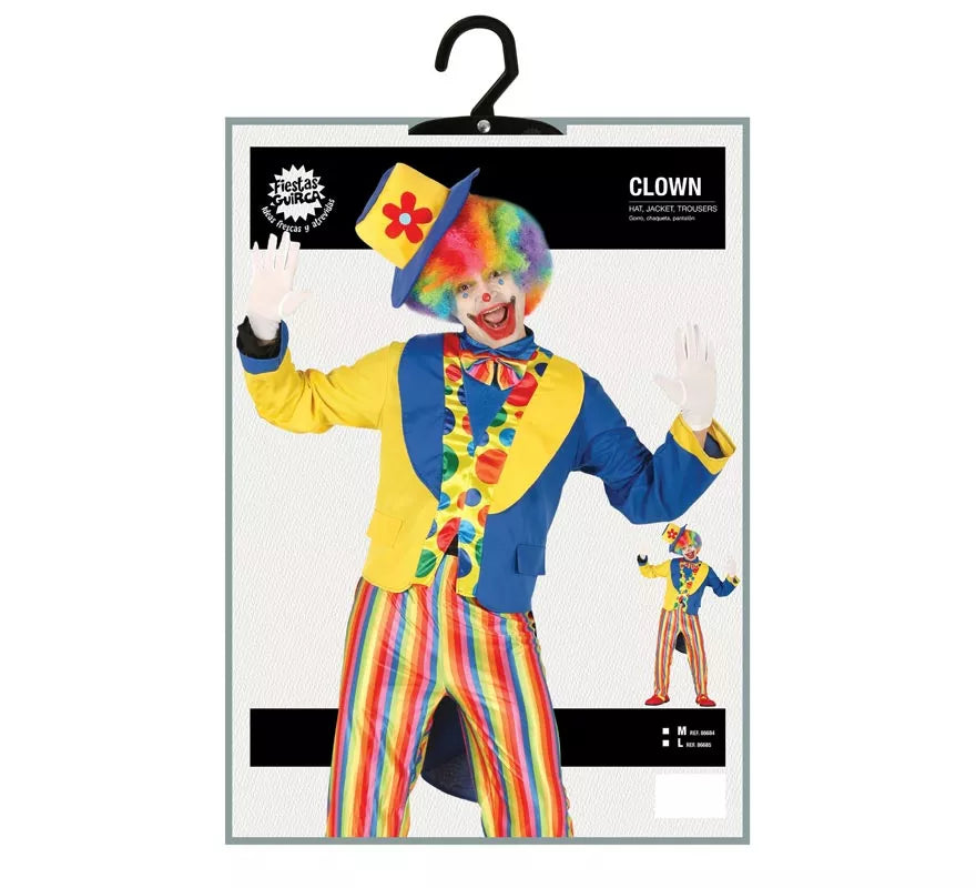 Translation missing: it.Disfraz de Payaso Azul y Amarillo para hombre